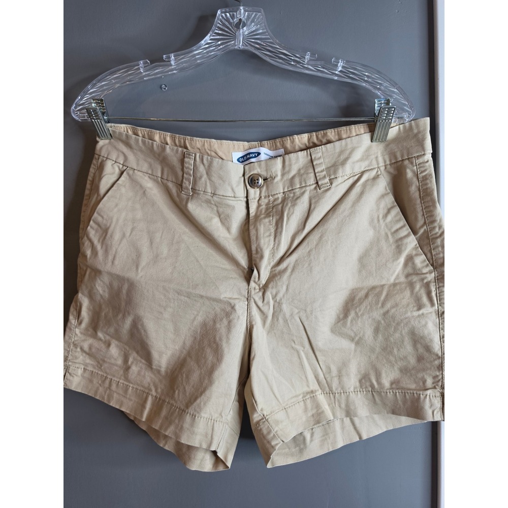 Old Navy Everyday Short Mid-Rise Khaki Tan Chino Shorts Womens Size 12